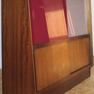 G-Plan Bookshelve Plum & Grey sliding doors 1005