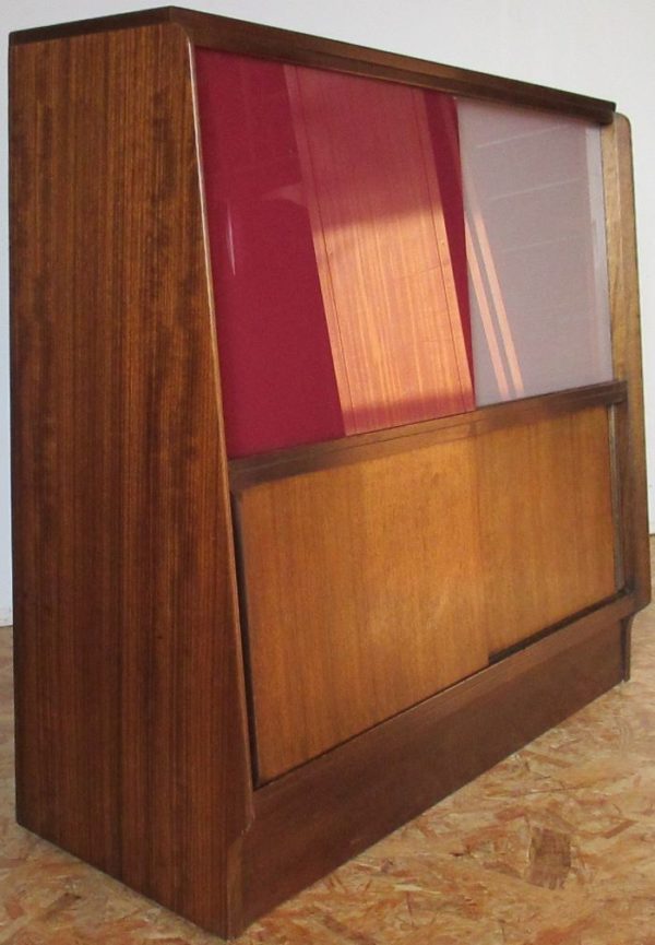 G-Plan Bookshelve Plum & Grey sliding doors 1005