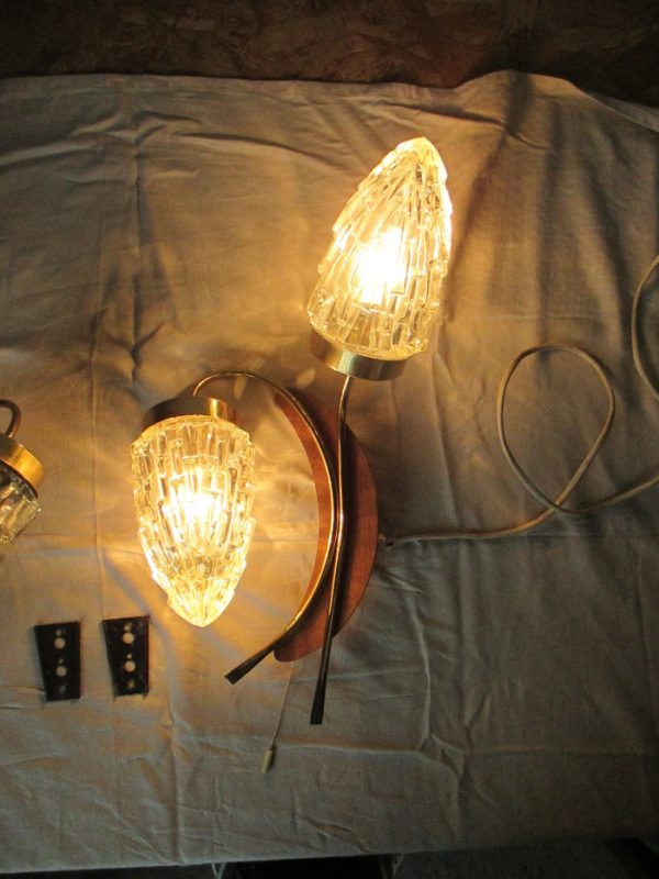 Paire d'Appliques laiton et verre 1010