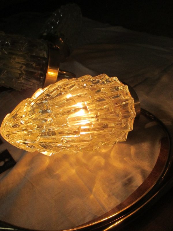 Paire d'Appliques laiton et verre 1010 – Image 2