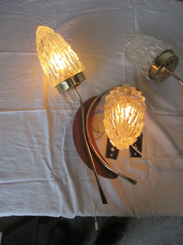 Paire d'Appliques laiton et verre 1010 – Image 5