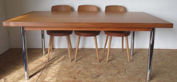 Large teak table with chromed legs 460