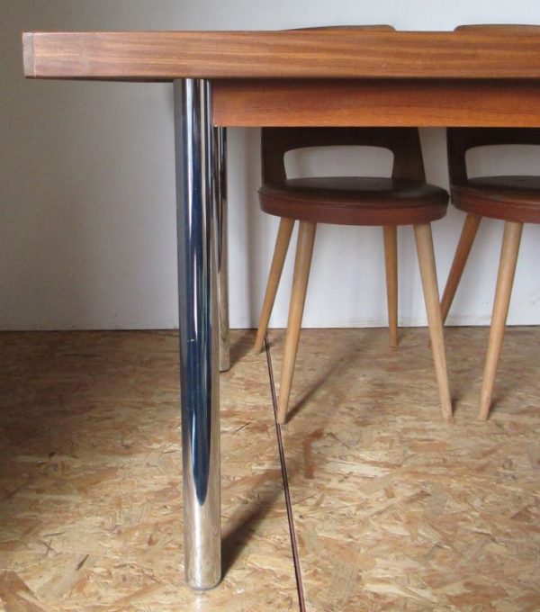 Large teak table with chromed legs 460 - Image 7